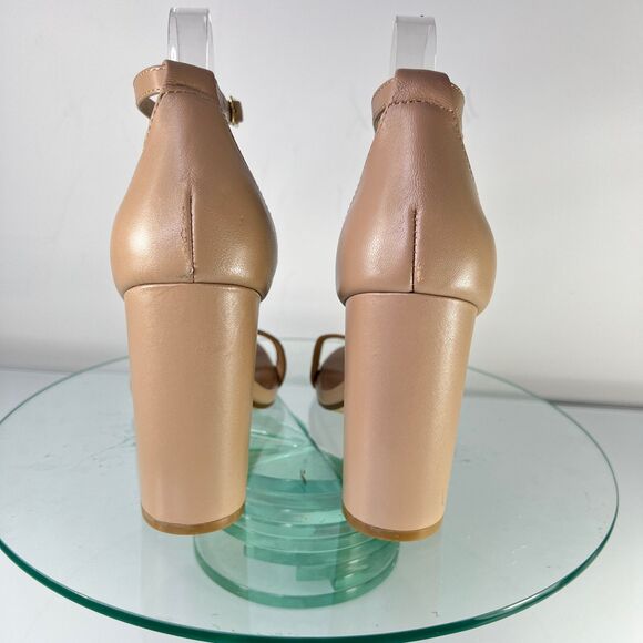 Steve Madden Carrson High Heel Sandals Leather Ankle Strap Blush Nude - Picture 6 of 9